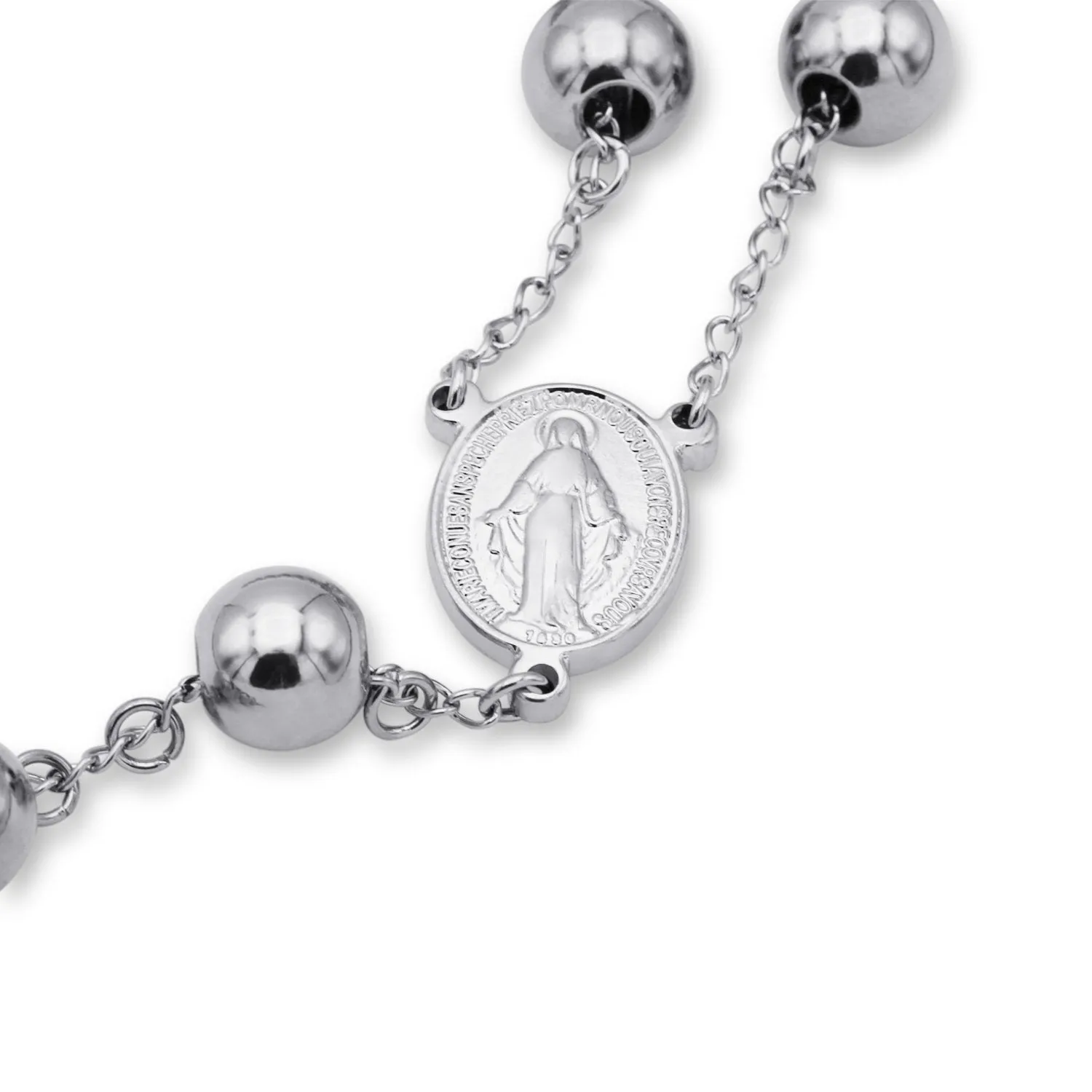 Traditional Tri Tone Rosary Necklace Five Decade Catholic Prayer Beads 10 mm