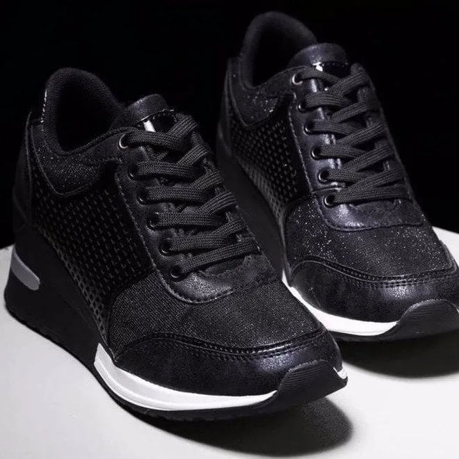 Trendy high heel and wedge sneakers for women