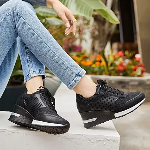 Trendy high heel and wedge sneakers for women
