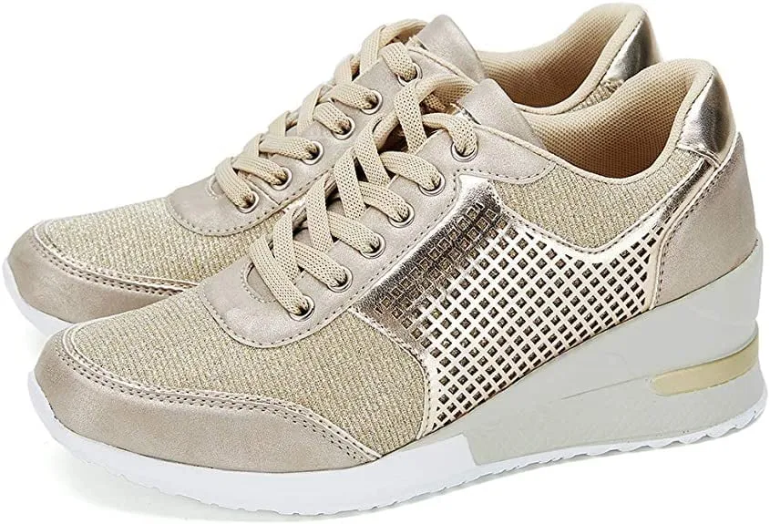 Trendy high heel and wedge sneakers for women