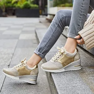 Trendy high heel and wedge sneakers for women