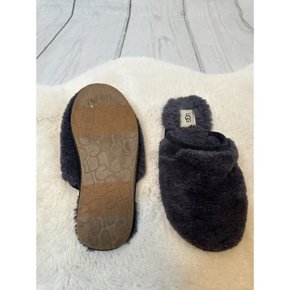 UGG Australia Womens Fluffette Mule Slipper Gray Wool Slip On Flat 9  EUR 40 EUC