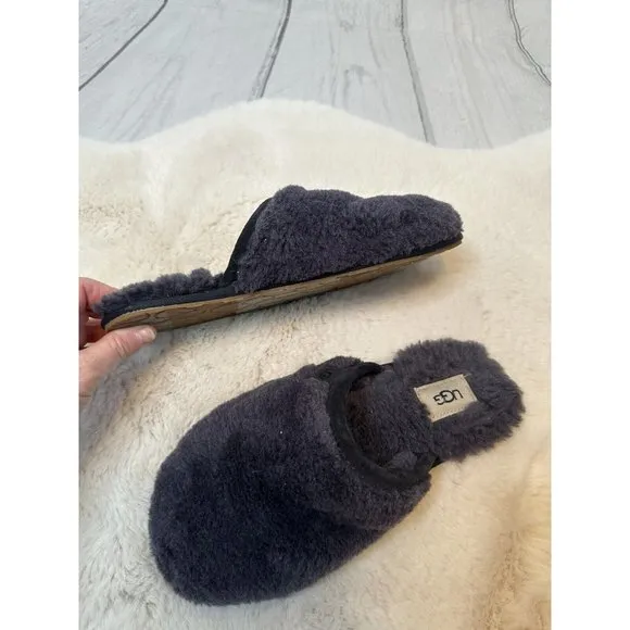 UGG Australia Womens Fluffette Mule Slipper Gray Wool Slip On Flat 9  EUR 40 EUC