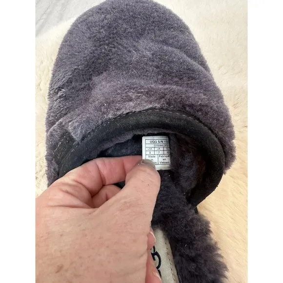UGG Australia Womens Fluffette Mule Slipper Gray Wool Slip On Flat 9  EUR 40 EUC