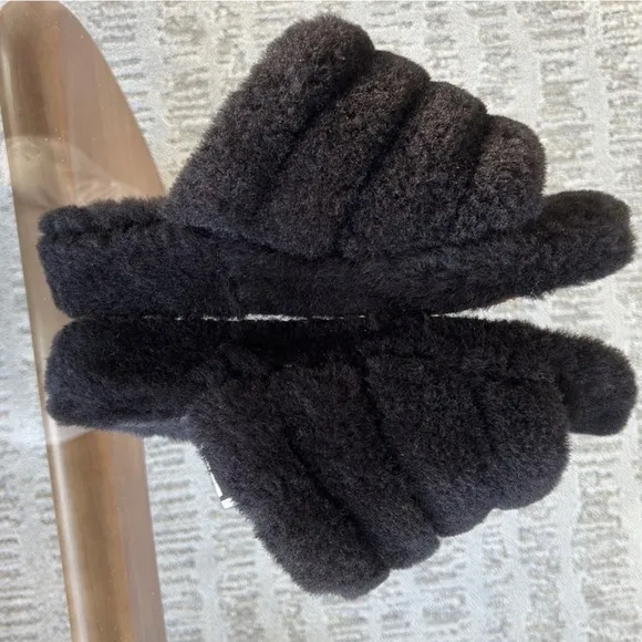 UGG Fluff Yeah Black Slingback Slippers 7