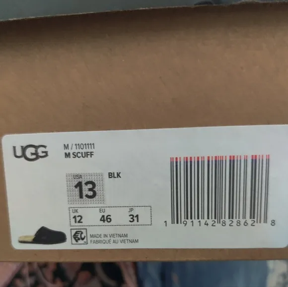 UGG Scuff Suede Black Sheepskin Slippers