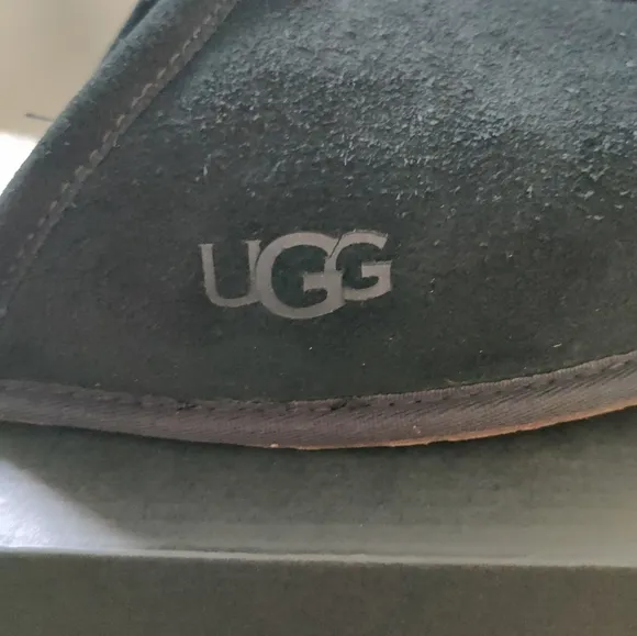 UGG Scuff Suede Black Sheepskin Slippers
