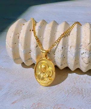 Virgin Mary Cuban Link Necklace