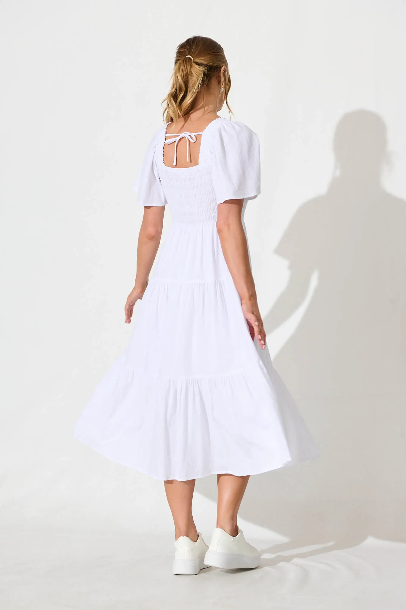 White Elegant Midi Dress
