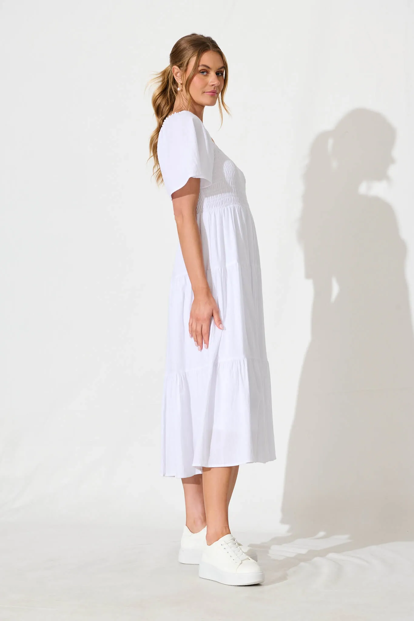 White Elegant Midi Dress