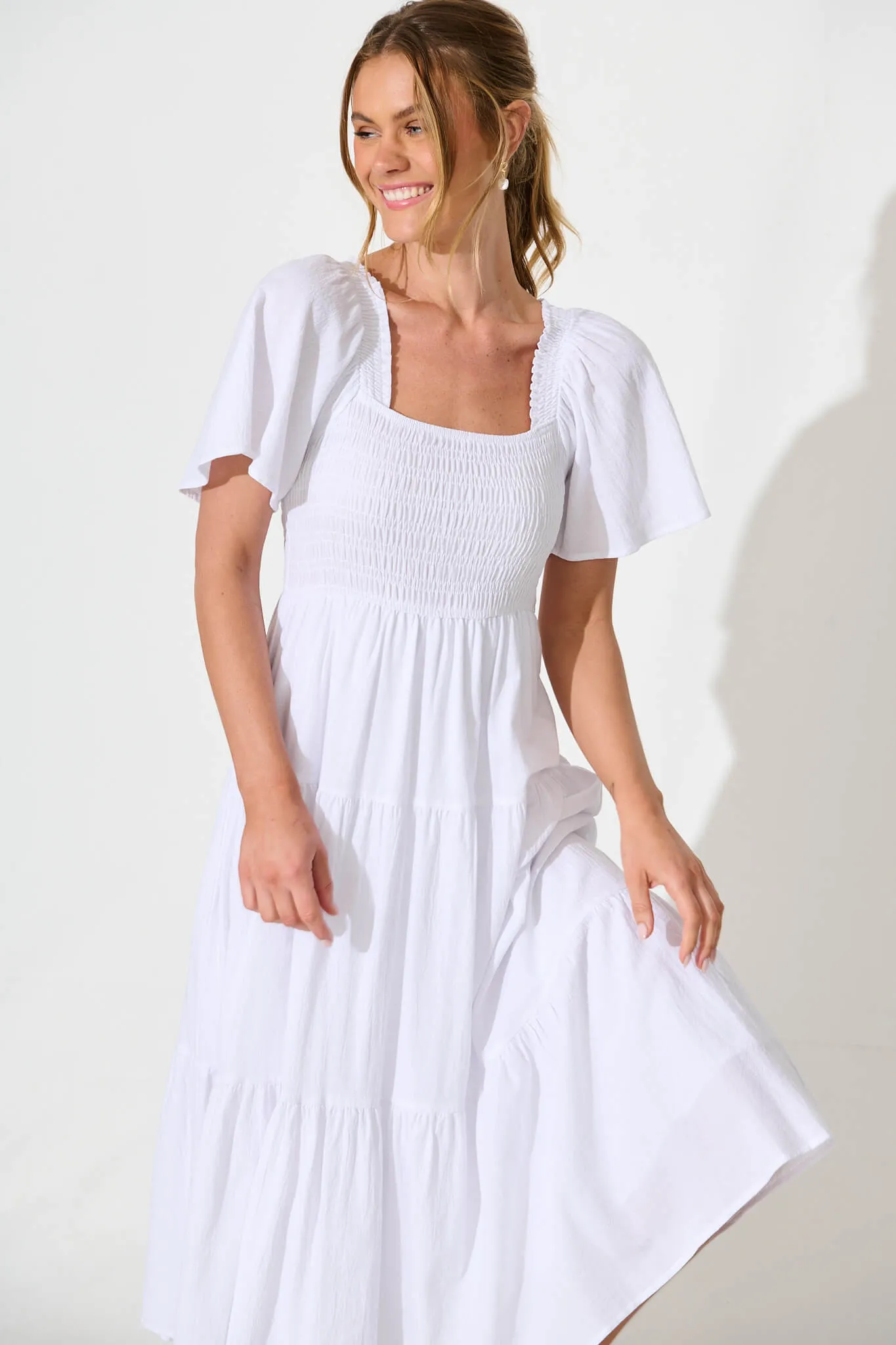 White Elegant Midi Dress