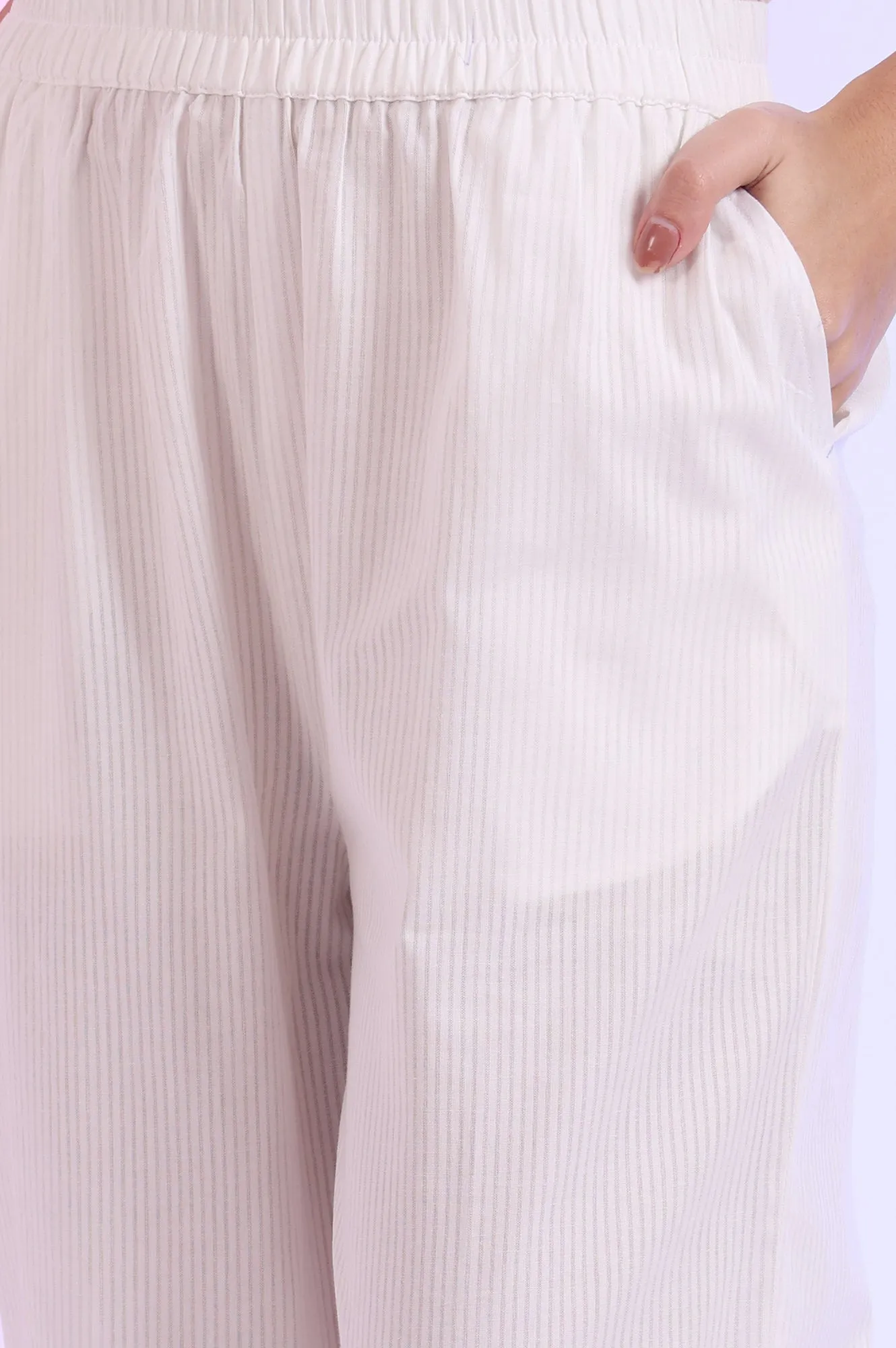 White Embroidered Pure Cotton Straight Kurta with Palazzos & Dupatta Set