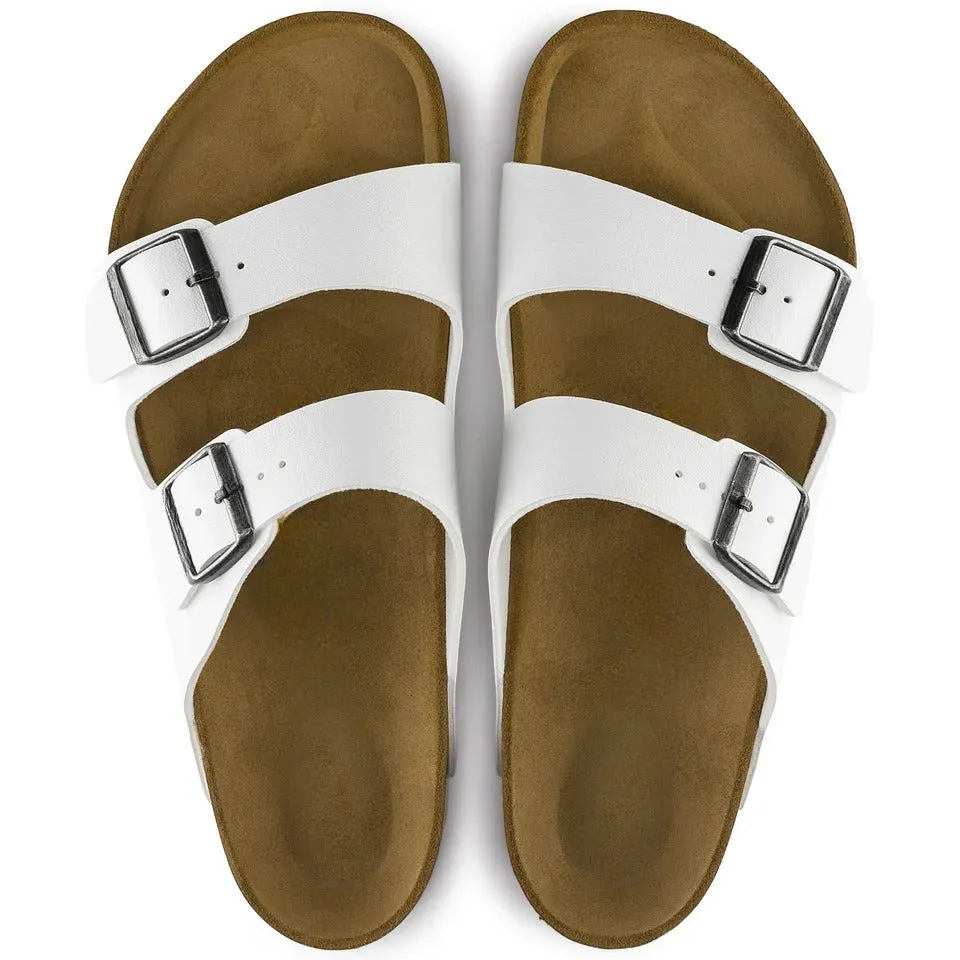 White Leather Ease Comfort Slippers with Buckle - Slippers