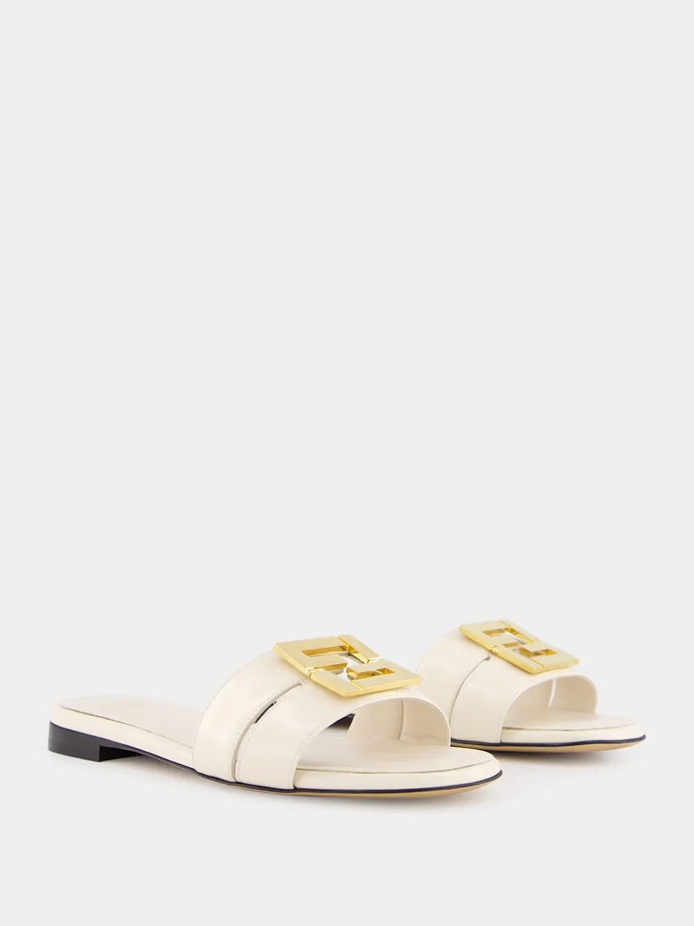 White Leather FFold Sandals