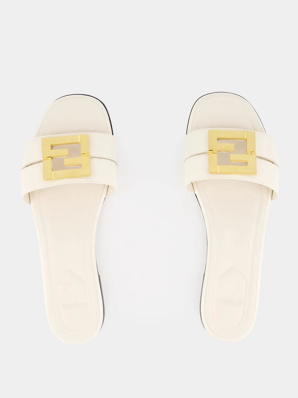 White Leather FFold Sandals