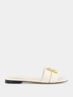 White Leather FFold Sandals