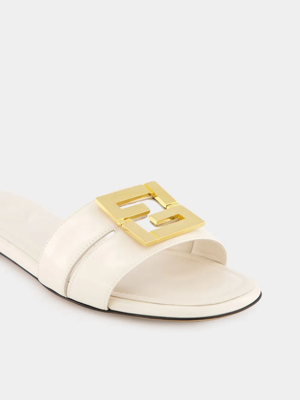 White Leather FFold Sandals