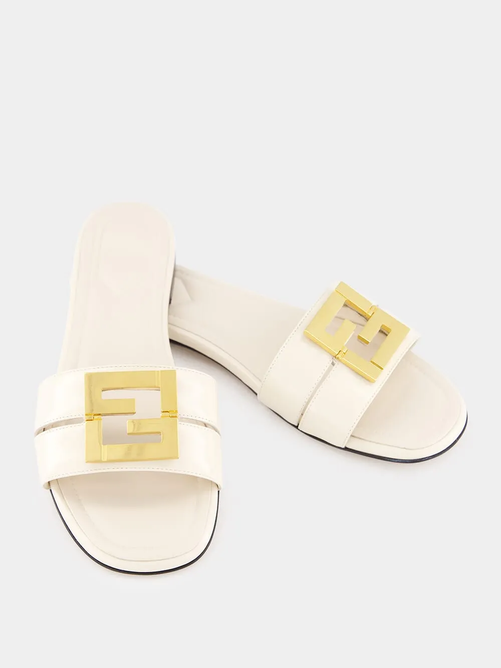 White Leather FFold Sandals