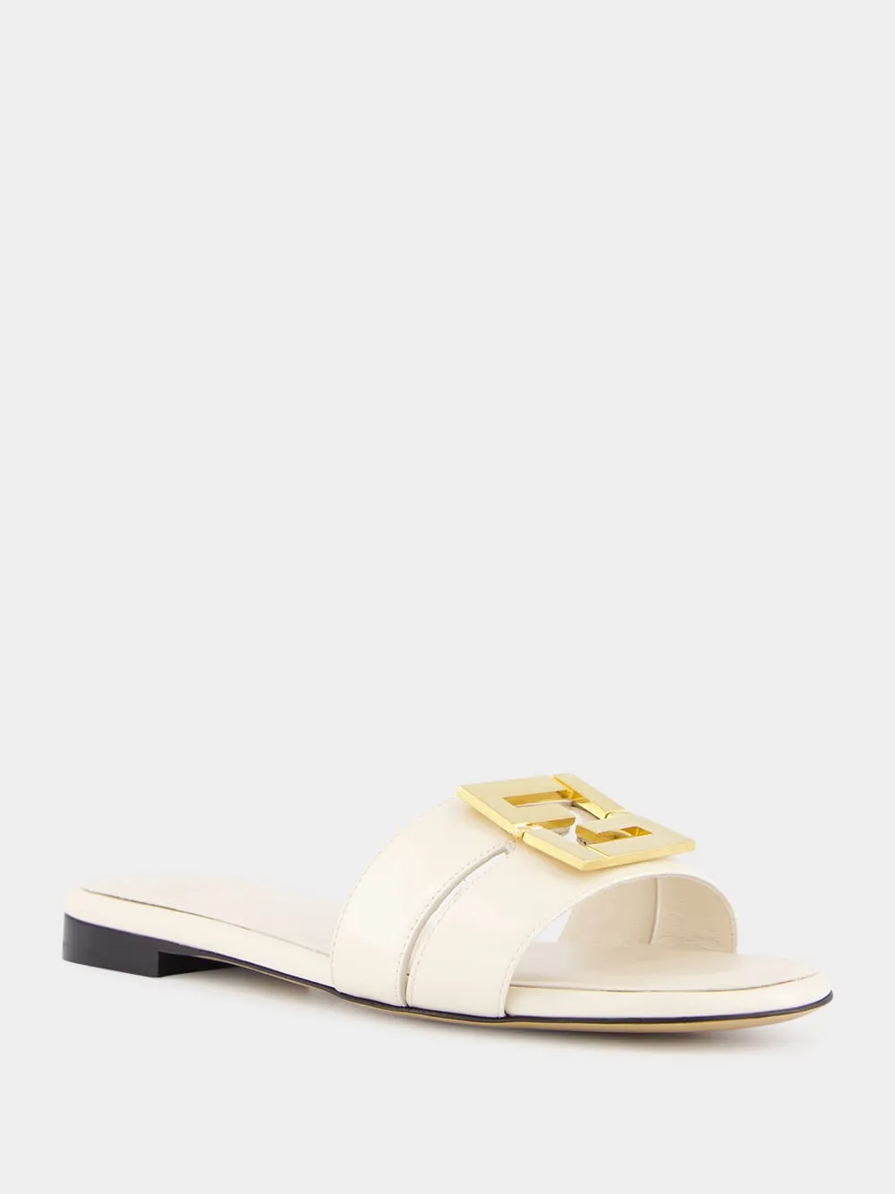 White Leather FFold Sandals