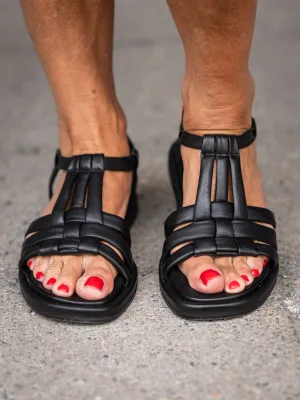 Wonders Sort sandal med remmer