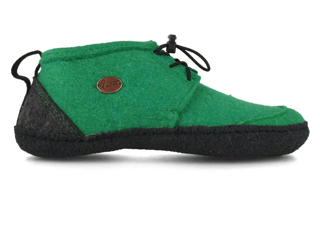 WoolFit Hand-felted Barefoot Slippers 'Nomad', green black