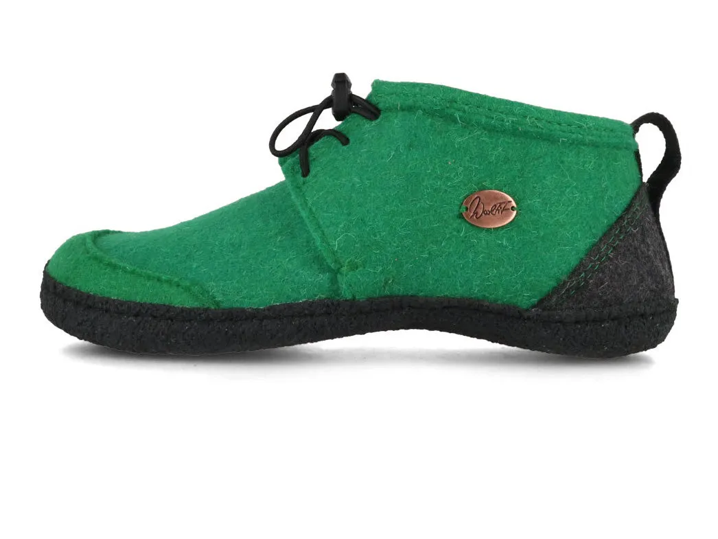 WoolFit Hand-felted Barefoot Slippers 'Nomad', green black