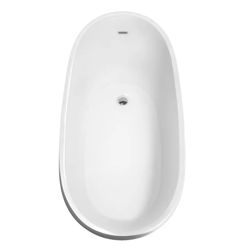 Wyndham Collection Kari 67 inch Soaking Bathtub in White with Polished Chrome Trim, and Polished Chrome Floor Mounted Faucet