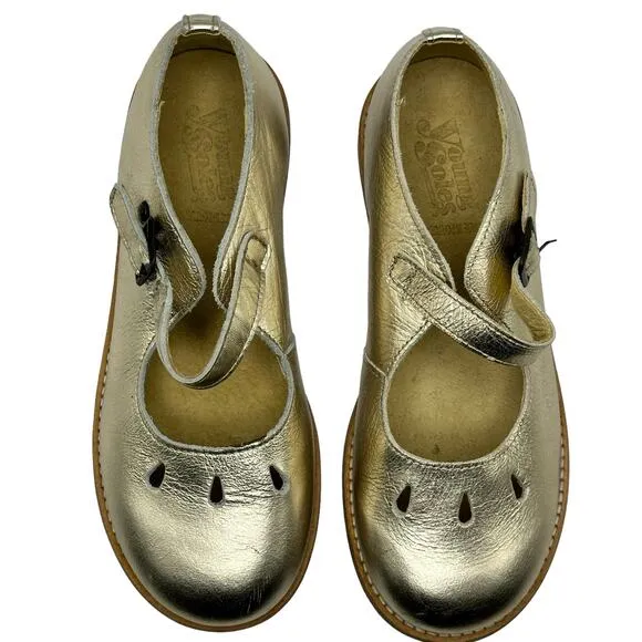 Young Soles June Gold Mary Janes Size 33 US 2