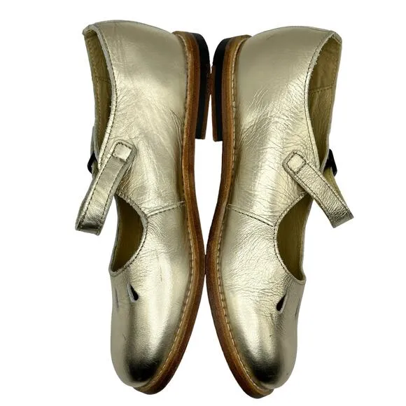Young Soles June Gold Mary Janes Size 33 US 2
